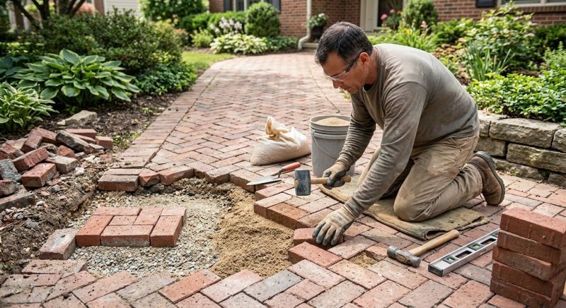 Brick Pathway Repair in Kerrville, TX