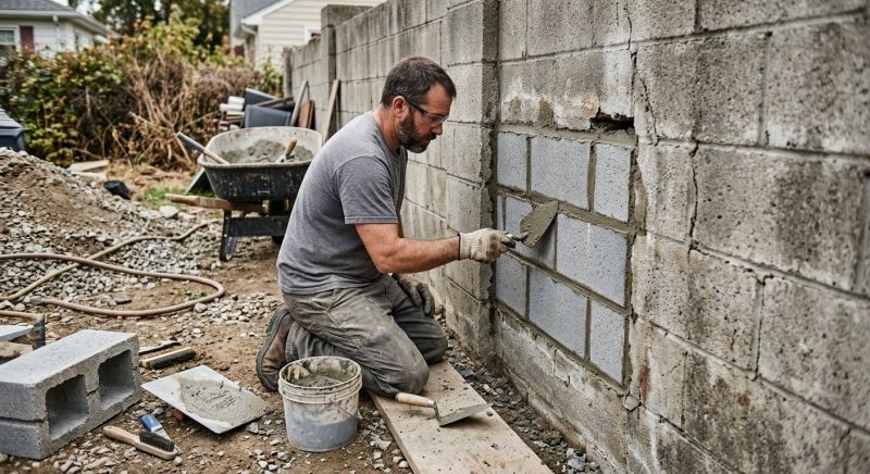 Cinder Block Wall Repair in Bandera, TX