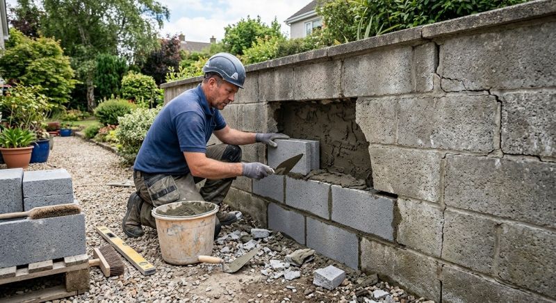 Cinder Block Wall Repair in Center Point, TX