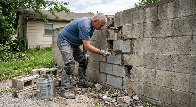Cinder Block Wall Repair in Fredericksburg, TX
