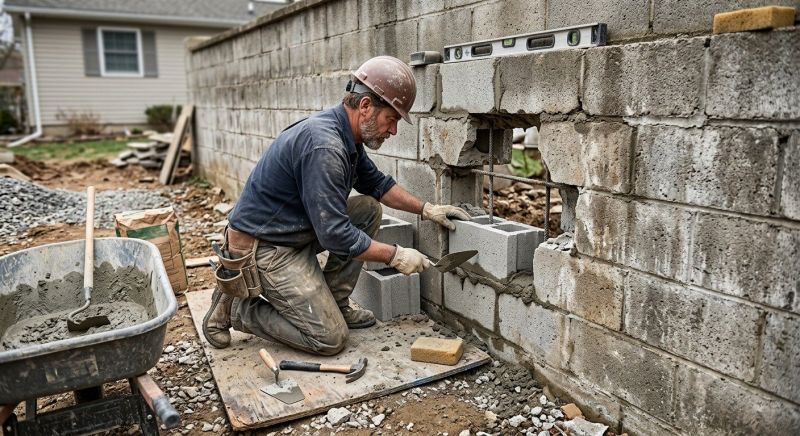 Cinder Block Wall Repair in Fredericksburg, TX