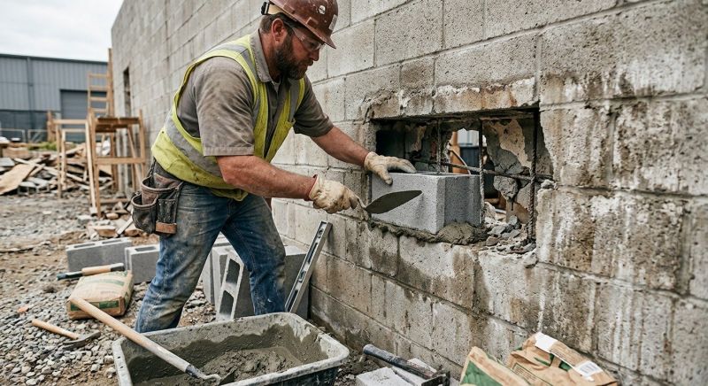 Cinder Block Wall Repair in Ingram, TX