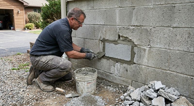 Cinder Block Wall Repair in Ingram, TX