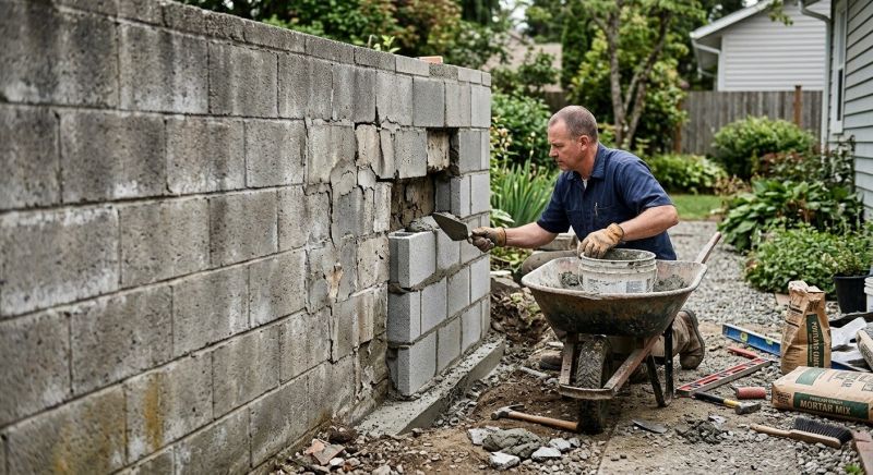 Cinder Block Wall Repair in Medina, TX