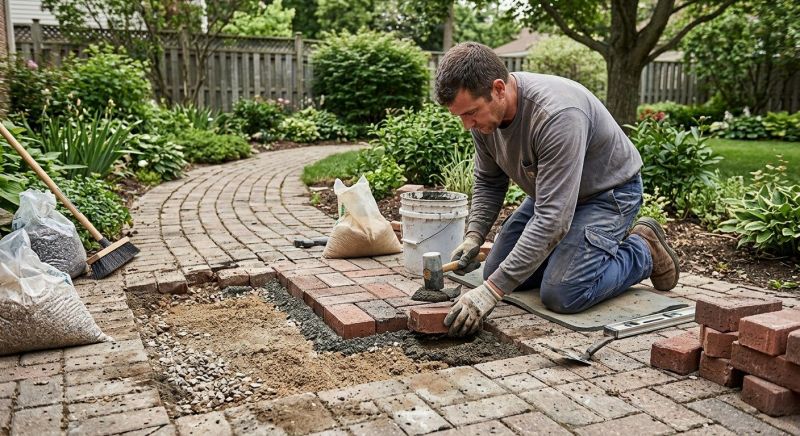 Entryway Brick Repair in Kerrville, TX