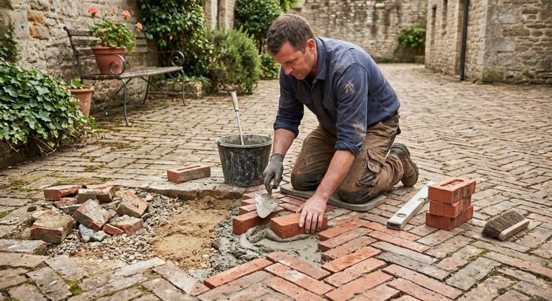 Entryway Brick Repair in Kerrville, TX