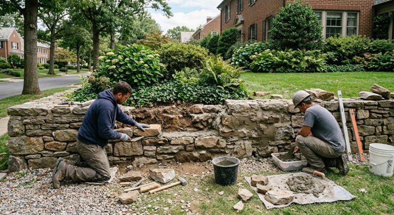 Stone Wall Repair in Fredericksburg, TX