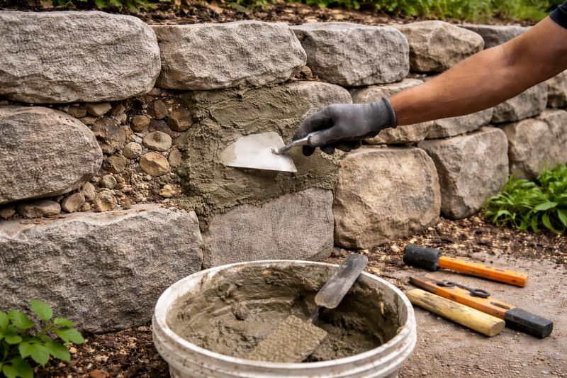 Stone Wall Repair in Ingram, TX
